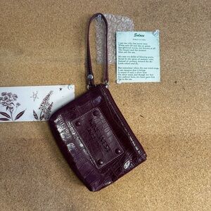 Nine West Plum Croc-Embossed Wristlet